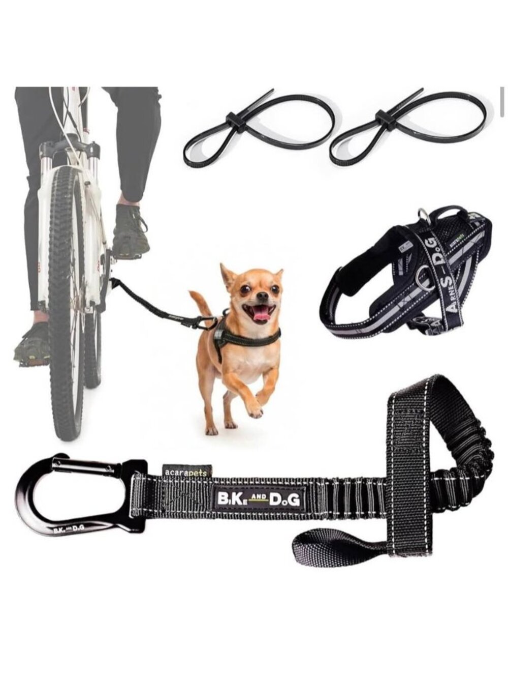 NEW Hands-Free Dog Bike Leash and Harness Set